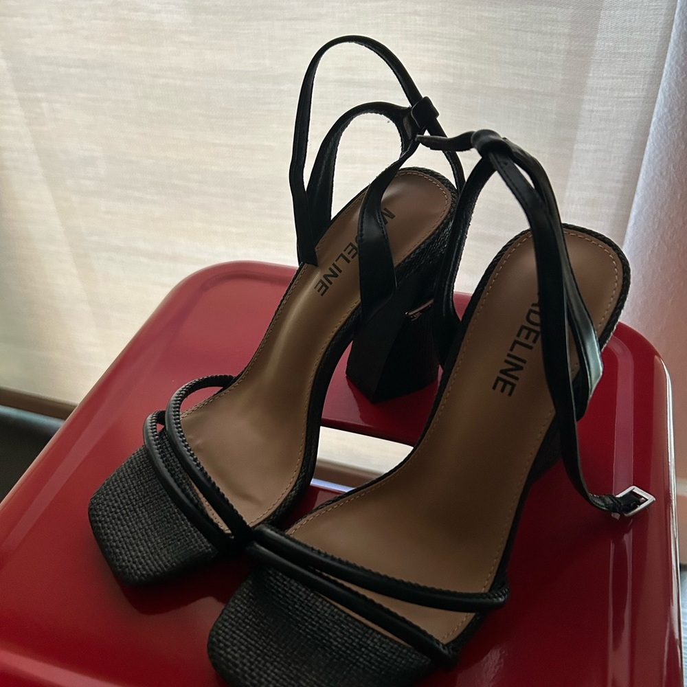 Black Strappy Block Heel Sandals